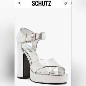SCHUTZ Metallic Silver Women's Heels Size 8B NEW